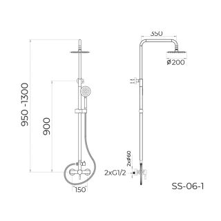 Душевая система Knotlor SS-06/1, сатин